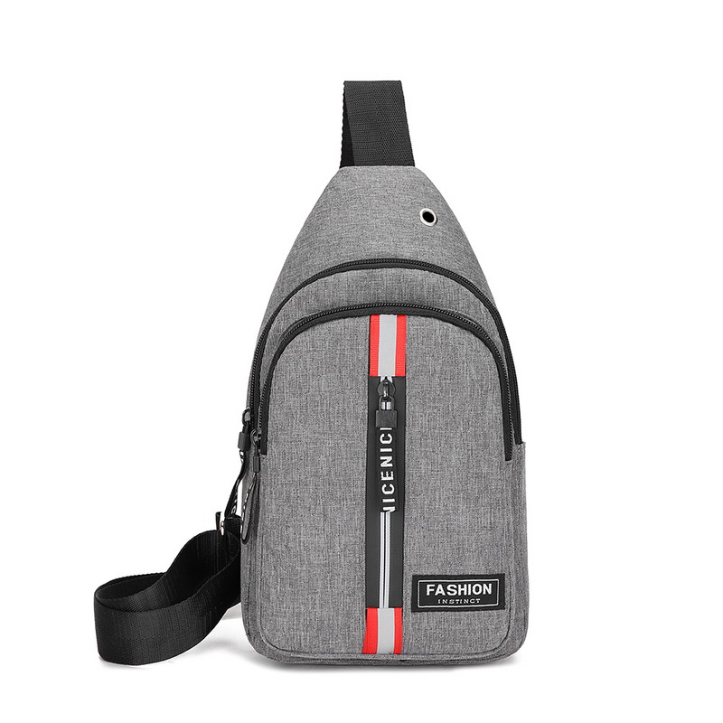 Mannen Schoudertas Sling Borst Pakken Canvas Usb Opladen Sport Crossbody Handtas Mannelijke Borst Zakken Riem Taille Packs: gray 2