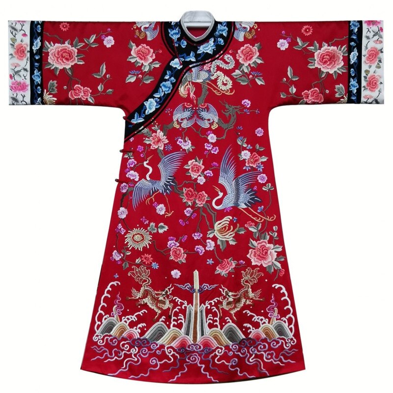 Cheongsam largo con estampado de vino tinto, temperamento Vintage, arte tradicional , de estilo étnico Qipao, vestido chino para mujer, novedad