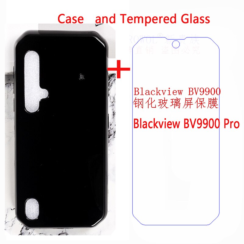 Pour Blackview BV9900 Pro Blackview BV9900 Trempé Verre Film 5.84 "Silicone Housse de Protection Arrière en Tpu Coques De Téléphone Couverture: Blackview BV9900