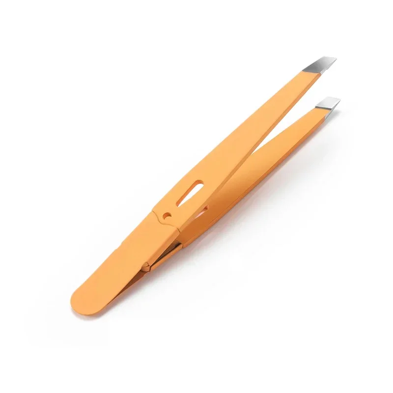 Clips Removal Steel Slanted Eye Eyebrow Tweezer Colorful Hair Beauty Fine Hairs Puller Stainless Brow Makeup Tools: Orange