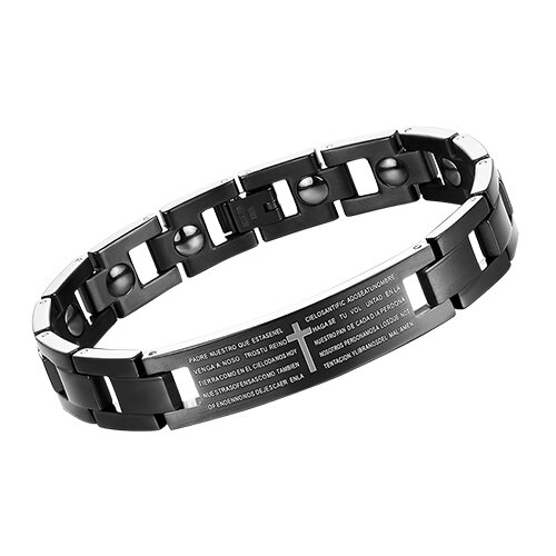 Männer Kreuz Bibel Gesundheit Gleichgewicht Energie Armbinde Hologramm Therapie Magnetische Therapie Heilung Edelstahl Schwarz Armreif Schmuck: B00008Buchstabe