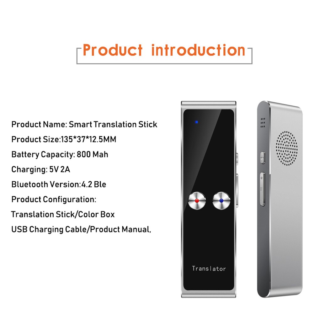 Portable T8 Smart Voice Speech Translator Two-Way Real Time 68 Multi-Language Translation For Learning Travelling Business Meet