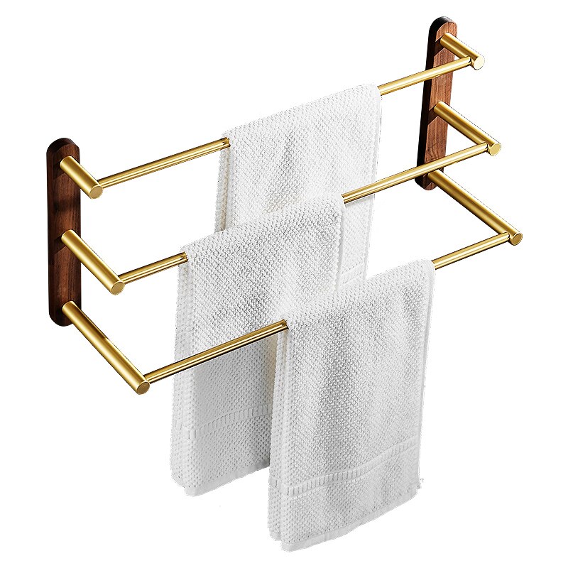 Børstet guld badeværelse aluminium håndklæde bøjle vægmonteret 30-50 cm håndklædeholder træ håndklæde bar jernbane tilbehør til badeværelset