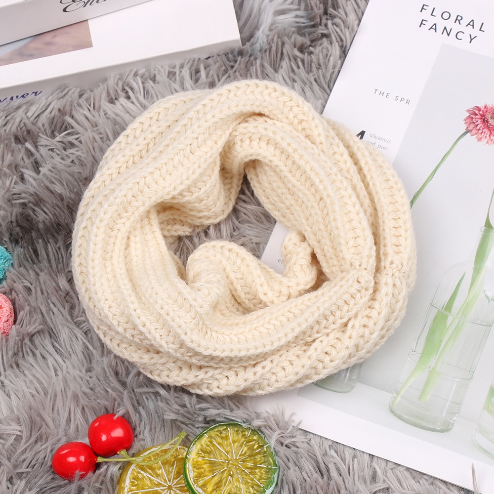 Children Solid Color Scarf Neck Bib Boys Girls Knitted Warm Collar Winter Warm Neckerchief