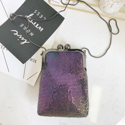Vrouwen Avond Handtassen Clutch Portemonnees Metalen Mesh Kleine Crossbody Tas Mobiele Telefoon Portemonnee Portemonnee: rainbow