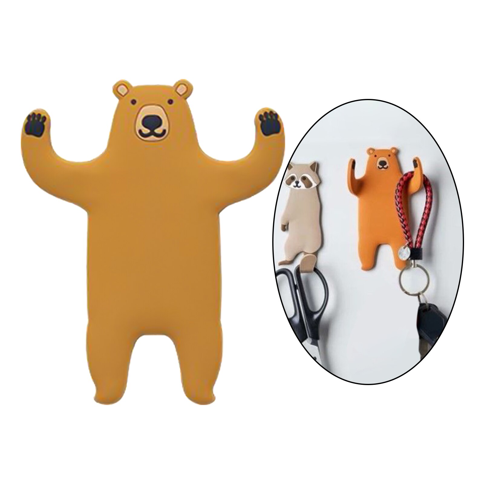 Leuke Cartoon Dier Muur Haak Creatieve Dier Haak Badkamer Keuken Haak Zelfklevende Sleutel Haken Voor Muur Home Decor Ambachten: Brown Bear