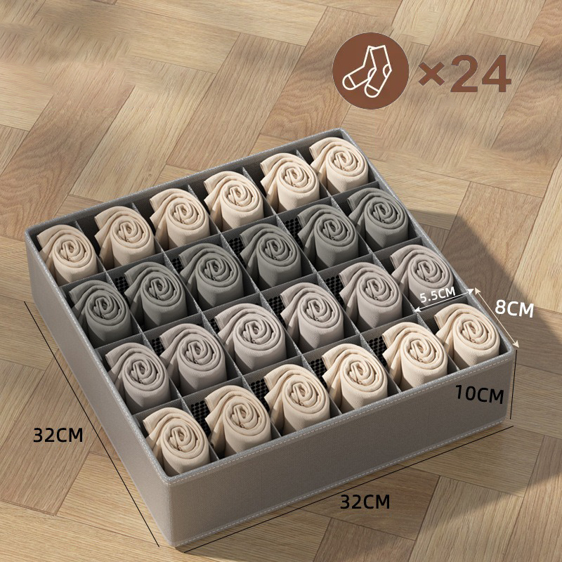 1-2Stck Unterwäsche Lagerung Boxen Socken Kleidung Lagerung Organizer Vlies Stoff Schublade Typ Höschen Drei-stück einstellen Kasten Kasten Hause: Dunkelgrau