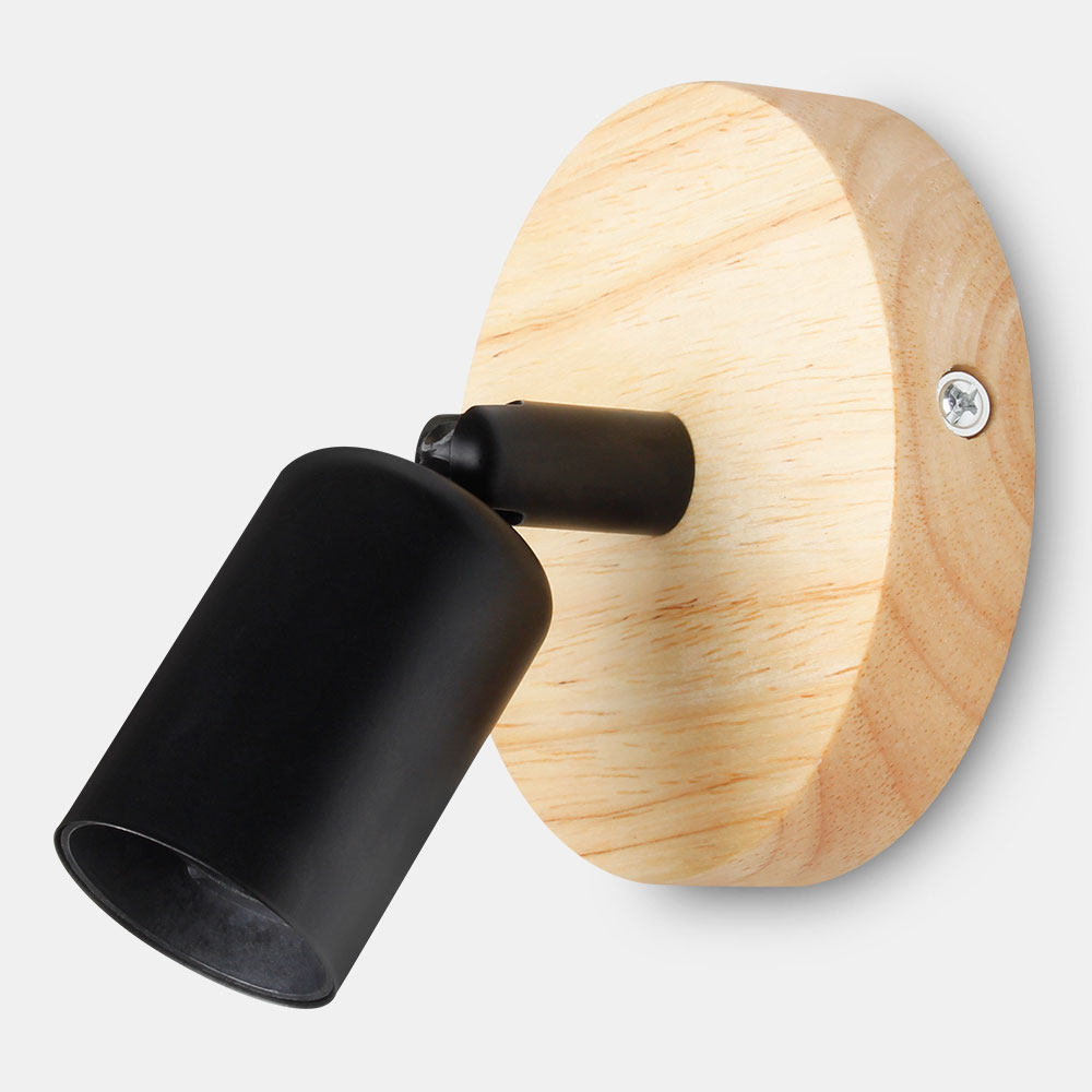 Nordic Vintage Houten Wandlamp E27 110V 220V Houten Wandlamp Loft Stijl Houten Lamp Verlichting voor Bar Cafe Restaurant Home Verlichting: 11-15W / Black