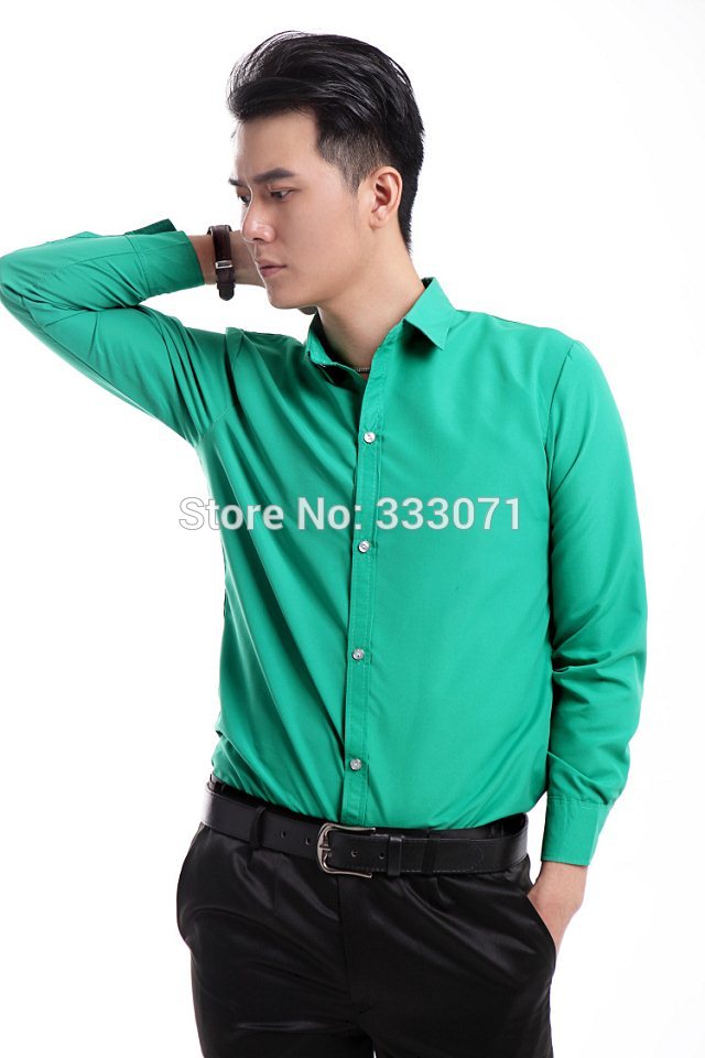 nueva camisa verde de manga larga para hombre, camisas de boda de novio, camisa de negocios para hombre, ropa de ocio (39-44)