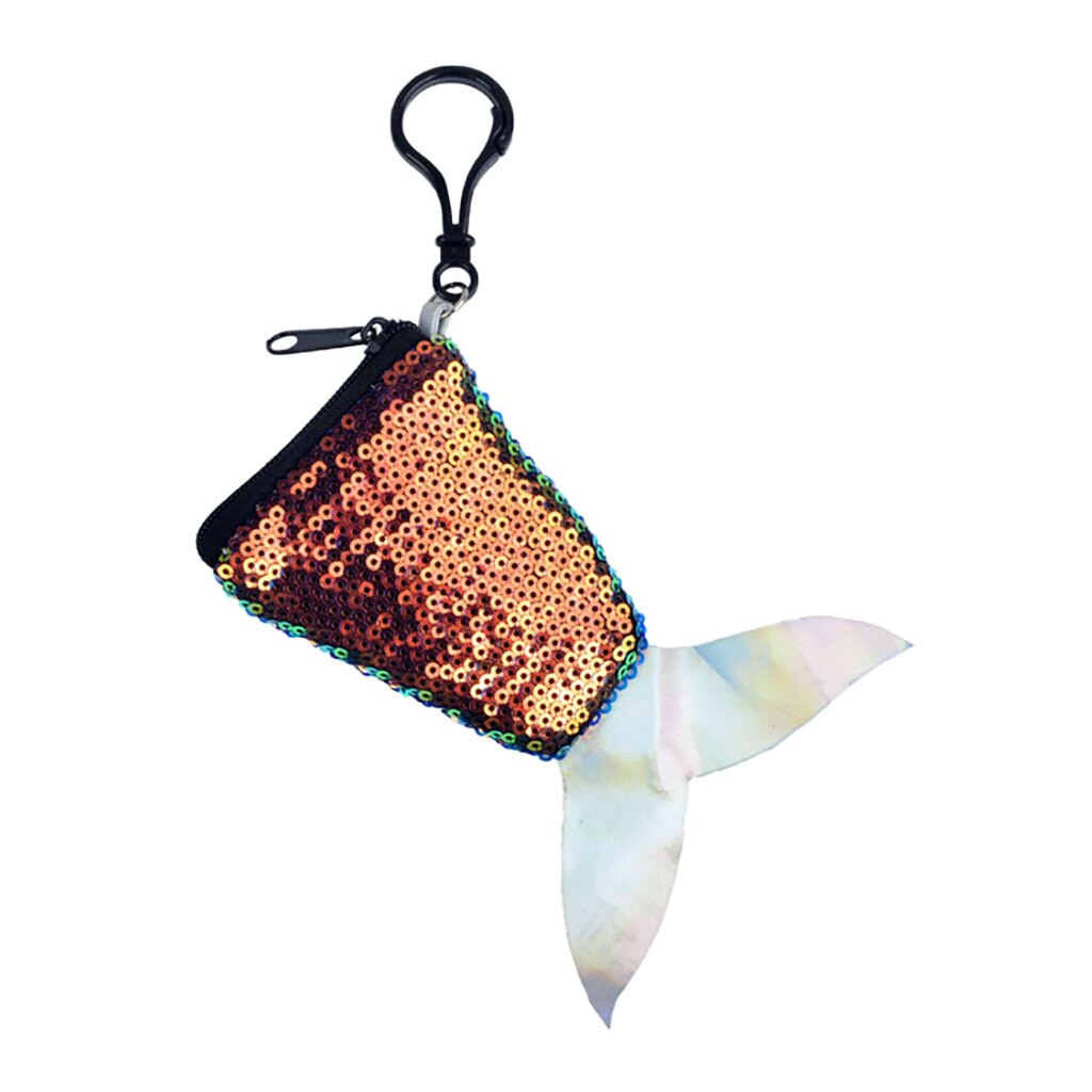 Women Mermaid Keychain Cute Sequin Coin Purse Shoulder Wallet Mini Bag