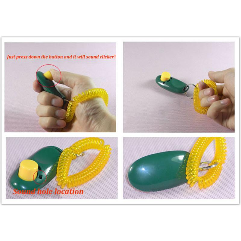 Pet Cat Dog Training Clicker Dogs Plastic Trainer Aid Very Adjustable Wrist Strap Sound Key Chain Remote Whistle Clicker