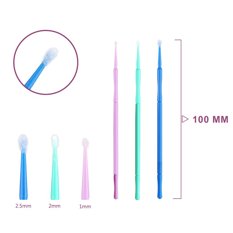 VVHUDA-Mini cepillos desechables, 100 Uds., varitas para extensiones, sin pelusa, microcepillo, punta de microfibra, aplicador de maquillaje