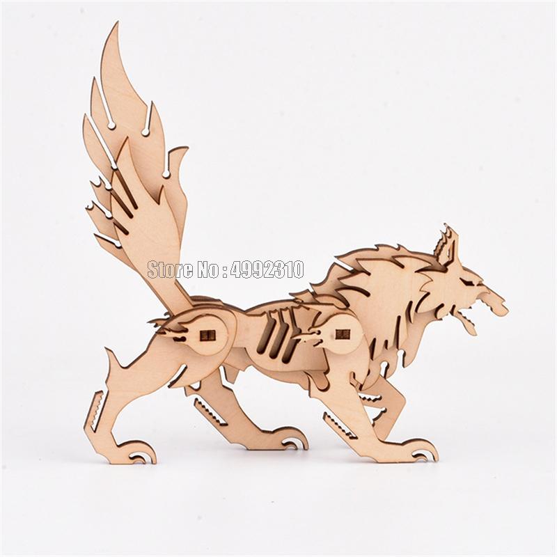 Diy 3d Wooden Puzzle Toy Assembly Animal Deer Tiger Model Building Kits For Children Kids Christmas Educational Toys: GRAY