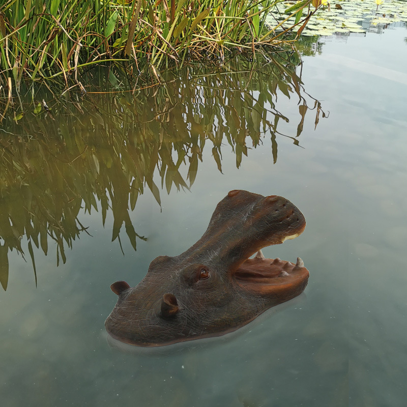 Tête d&#39;hippopotame, dos de requin effrayant, étang de jardin, ornements d&#39;animaux flottants, jouets amusants, décoration de Simulation de poisson de piscine