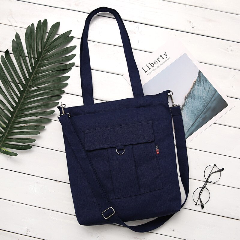 Sacs d'épicerie en coton, cabas de Shopping, sac à main solide Recyclable, Simple et sain, à la: Bleu