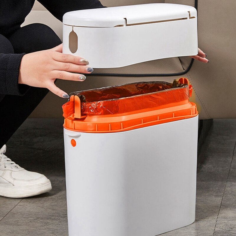 Cabinet Storage Trash Bins Dustbin Bathroom Trash Can Automatic Wastebin Waste Garbage Can Household Rubbish Container