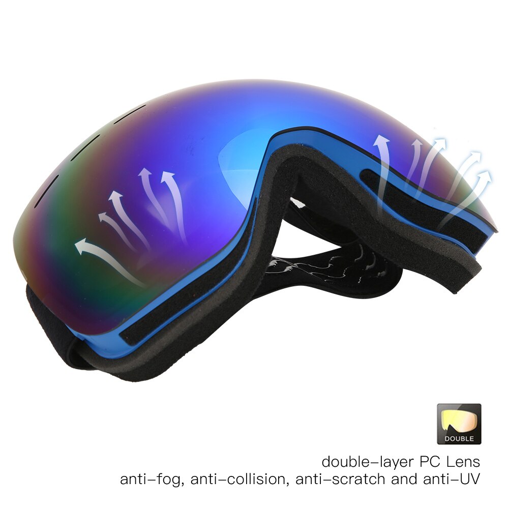 Vuxna unisex utomhus dubbla lager anti-imma skidglasögon bred synvinkel anti-vindskydd klätterglasögon