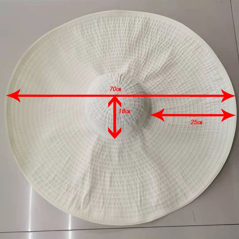Chapeau en tissu à Large bord de 70CM pour femmes, surdimensionné et pliable, idéal pour la plage ou les voyages, à la