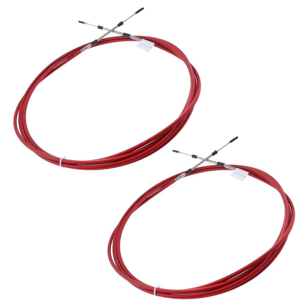 2pcs Red 8' Throttle Shift Control Cable for Boat Engine Inboard Throttle