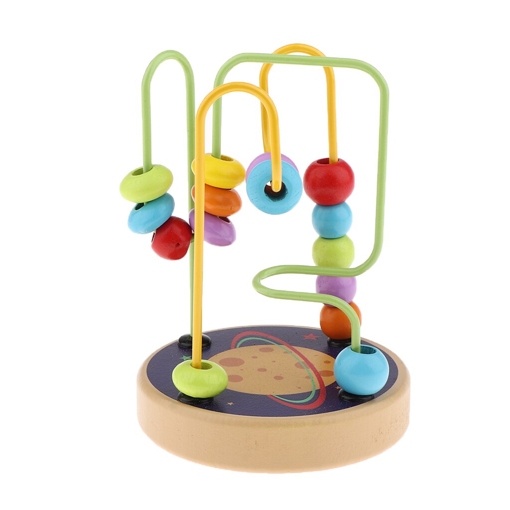 Farverige træperle labyrint rutsjebane aktivitet terning uddannelsesmæssig abacus perler cirkel legetøj til børn baby småbørn børn: Måne