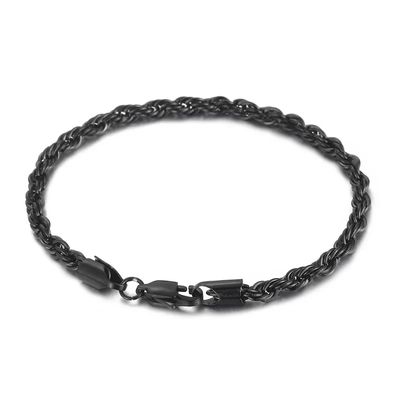 Pulsera de cadena de acero inoxidable de 2-6MM para mujeres y hombres, brazalete de cadena de cuerda trenzada de Color dorado, joyería resistente al agua que nunca se decolora: 16.5 cm / Rojo / Color amarillo dorado claro