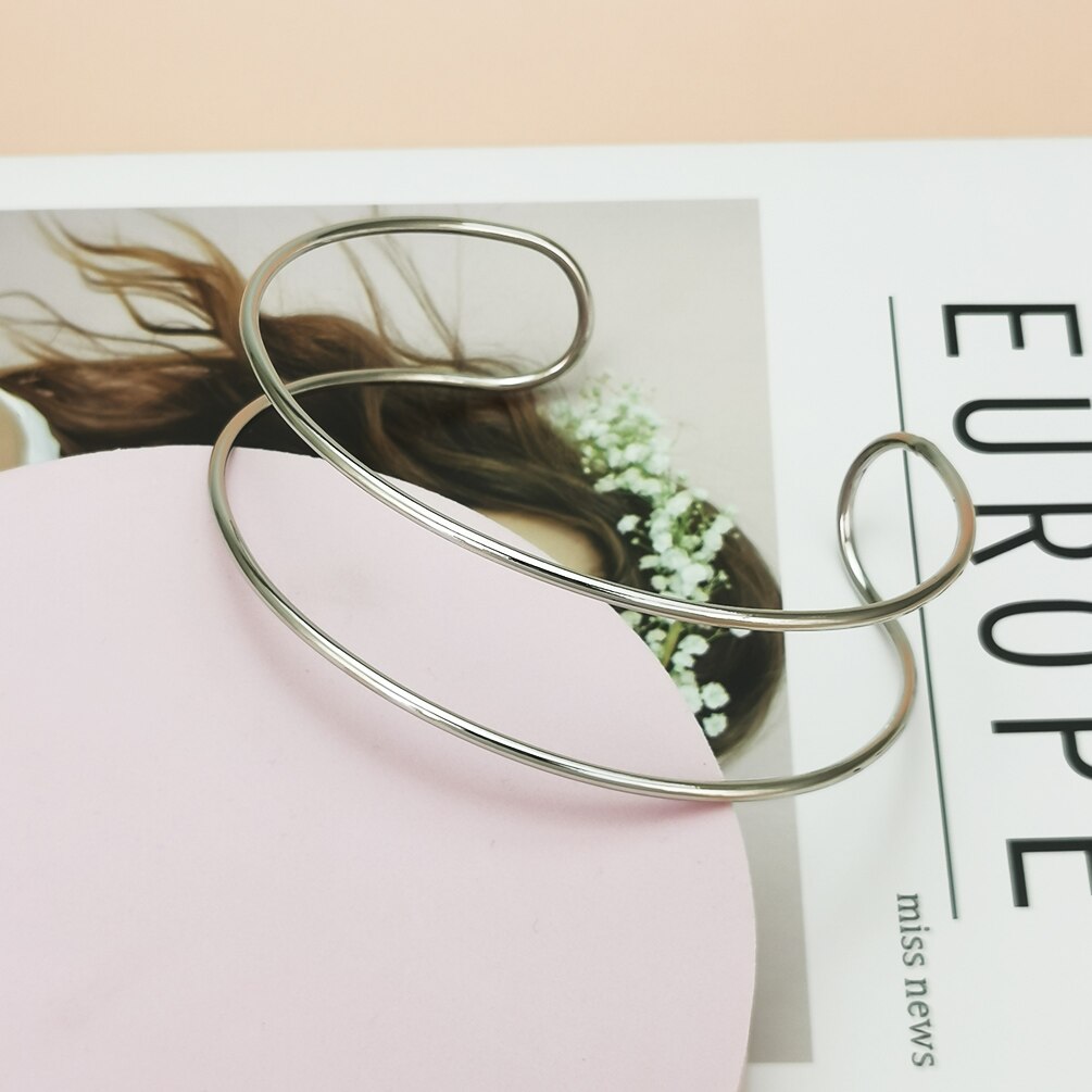 Moda liga torques gargantilha colares para as mulheres 2022 de metal bib chocker colar colar de instrução jóias bijoux punk design: Silver Necklace