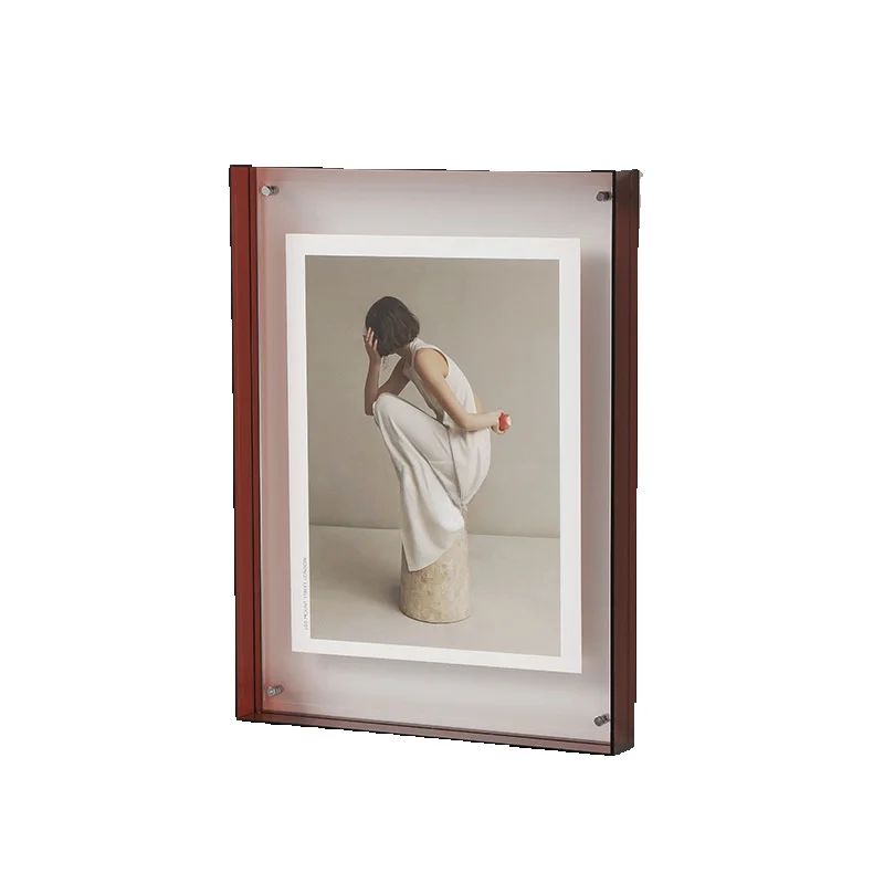 Marco de fotos acrílico de estilo lujoso ligero, marco de fotos de colores transparente DIY, montaje de carteles, decoración colgante de pared para dormitorio