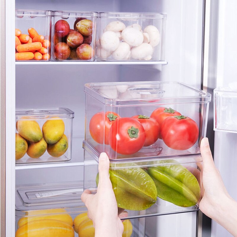 Keuken Koelkast Vriezer Ruimte Saver Organizer Thuis Voedsel Transparante Plastic Organizer Container Koelkast Opbergdozen