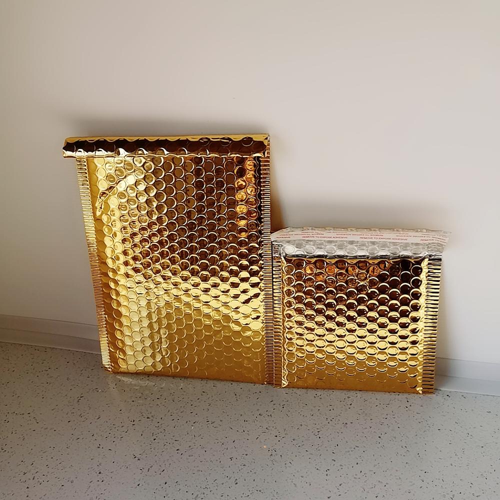 50PCS/Pack Gold Color Packaging Bubble Mailer Gold Foil Plastic Padded Envelope Bag Mailing Envelope Bag
