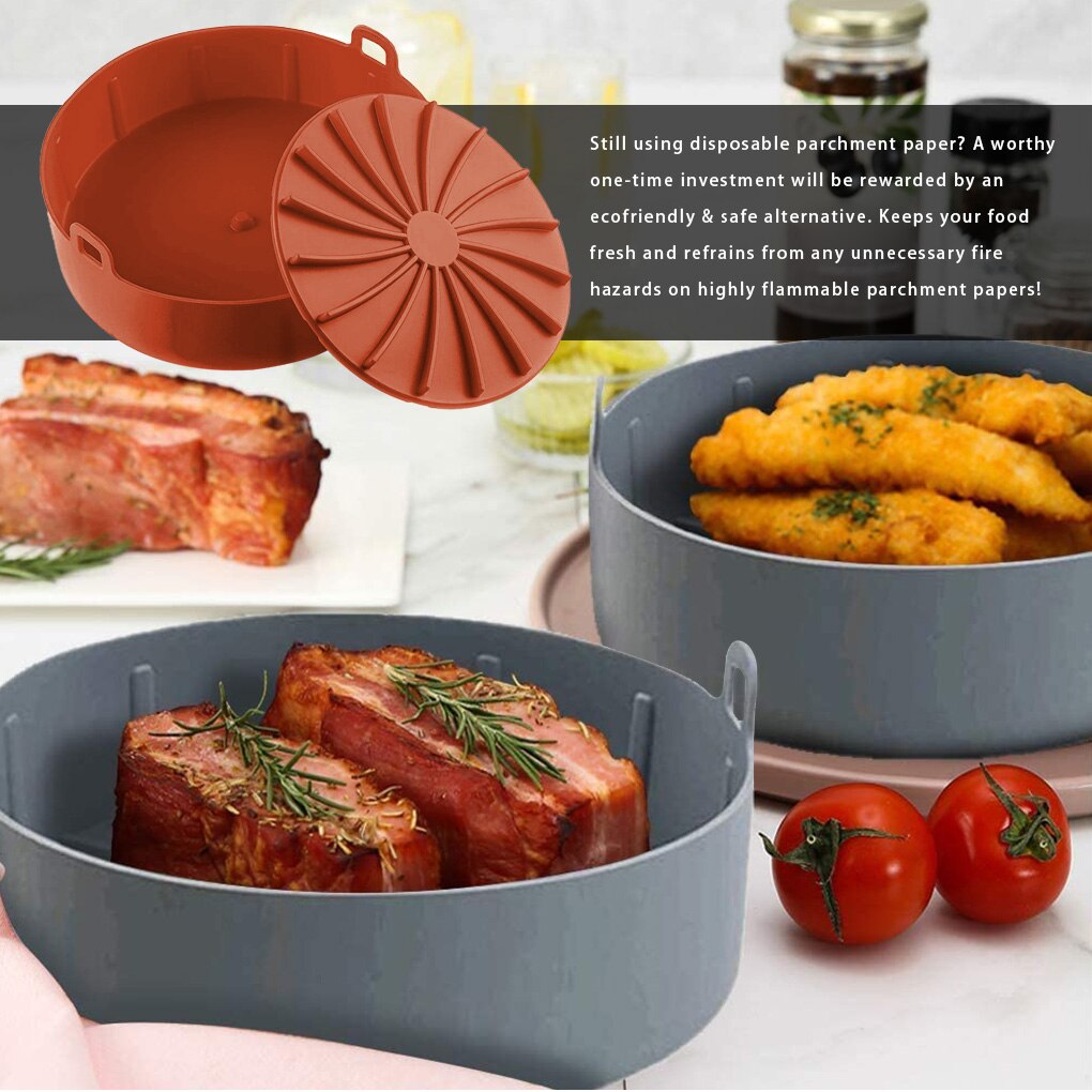 Silicone Grill Pan Bread Cake Mat Multifunctional Air Fryer Basket Accessories Bread Cake Pizza Microwave Baking Basket Pot Mat