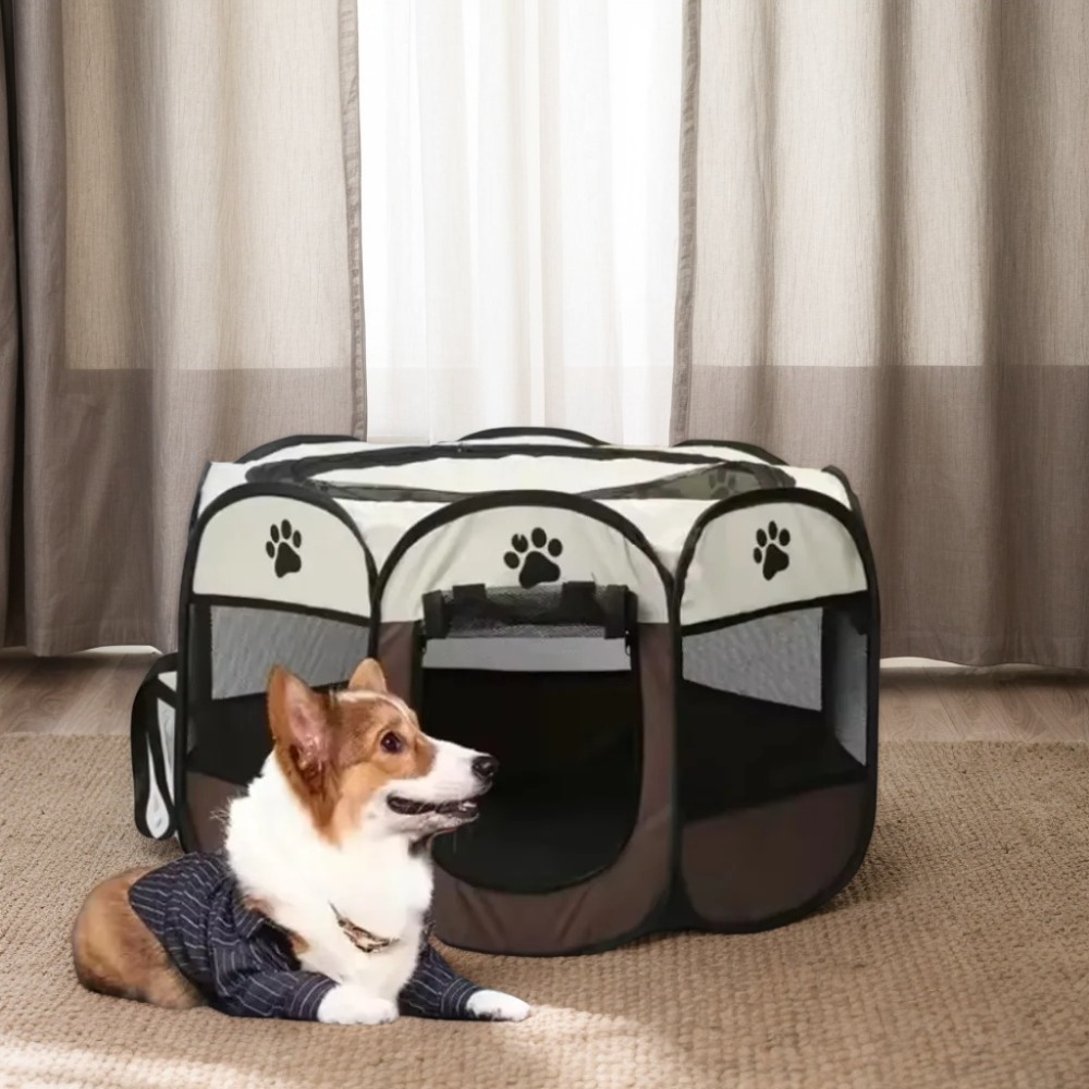 Katte- og hunderum kæledyr ottekantet bur åndbart hegn kæledyrstelt foldbar katte- og hundeseng husholdnings katteseng kæledyrsartikler