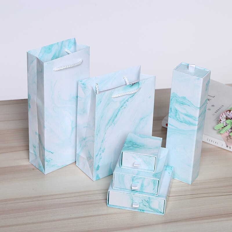 Jewlery Organizer Packaging Box Holder Black Pink White Blue Purple Engagement Ring Earring Bracelet Necklace Boxes: Blue / 8x10x3.5cm