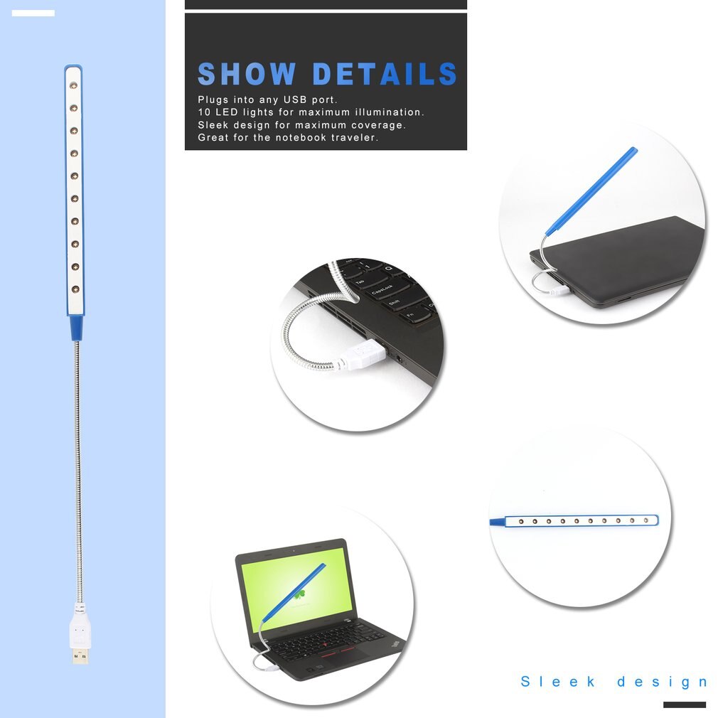 1pcs 10 LED USB Lamp Light for Laptop Notebook PC Worldwide
