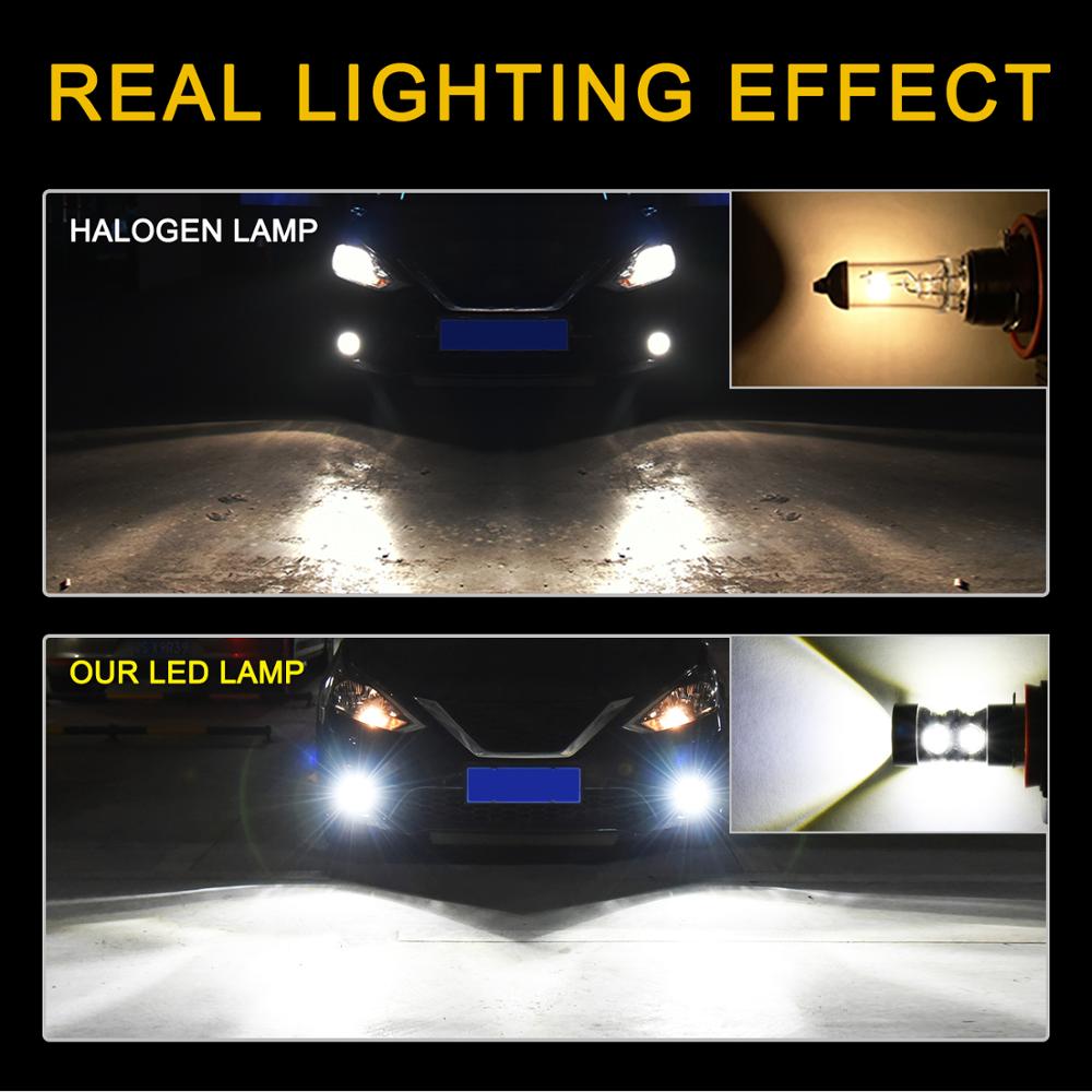 2x PSX24W LED H16 H10 H11 H8 Antibrouillard 9006 HB4 H7 Auto Ampoule 880 881 50W LED Ampoule Voiture Diurne DRL Lampe 6000K Blanc