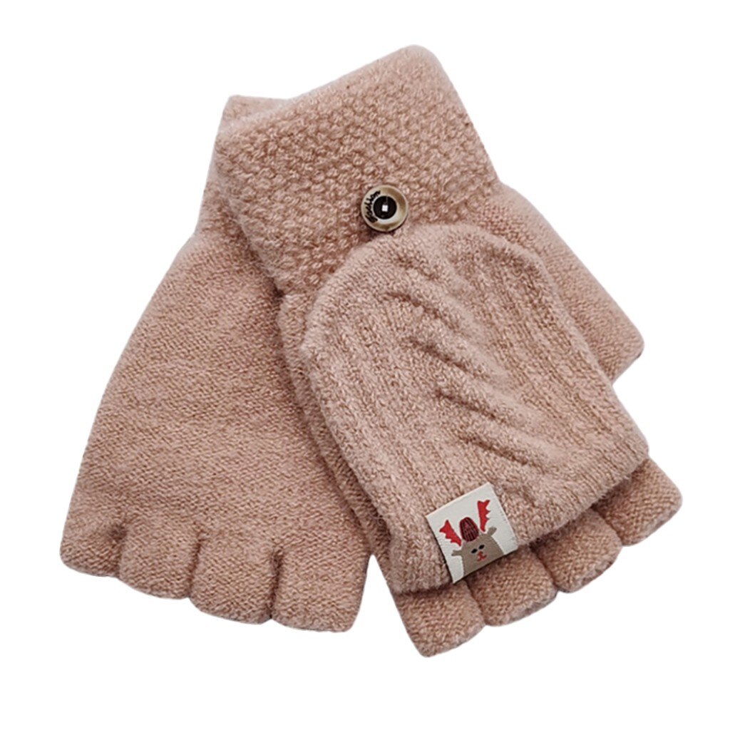 Nuovo Modo di Disegno Unisex Dei Capretti Dei Bambini di Inverno Caldo Lavorato a Maglia Convertibile Flip Top Guanti Senza Dita Guanti Regalo di Natale: Colore rosa