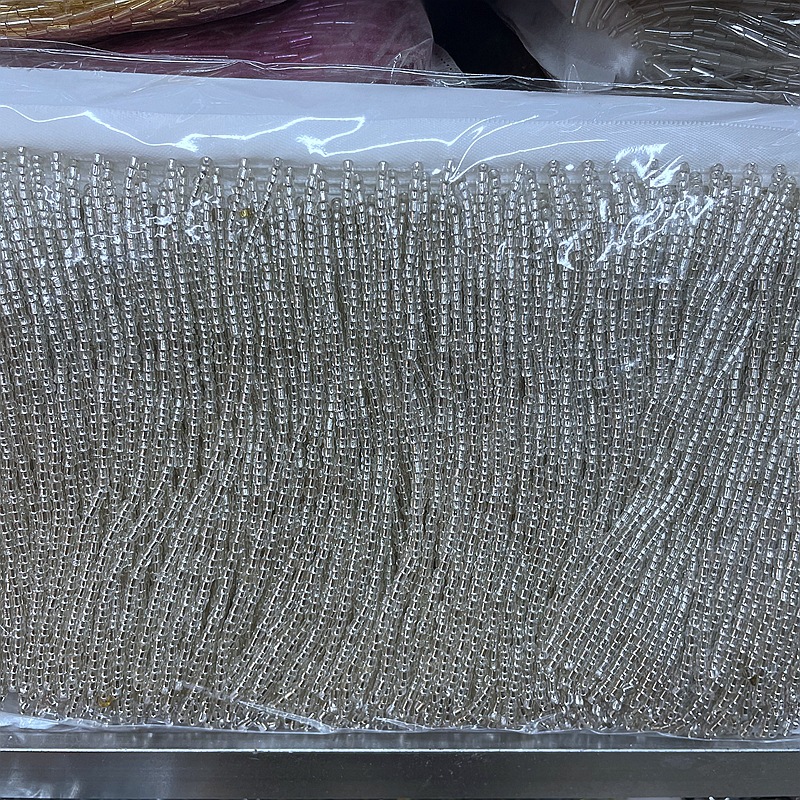 10CM Wide Gold Sliver Black Bead Tube Tassel Lace Trim For Clothes Wedding And Evening Dress Curtains Decoration Accessories