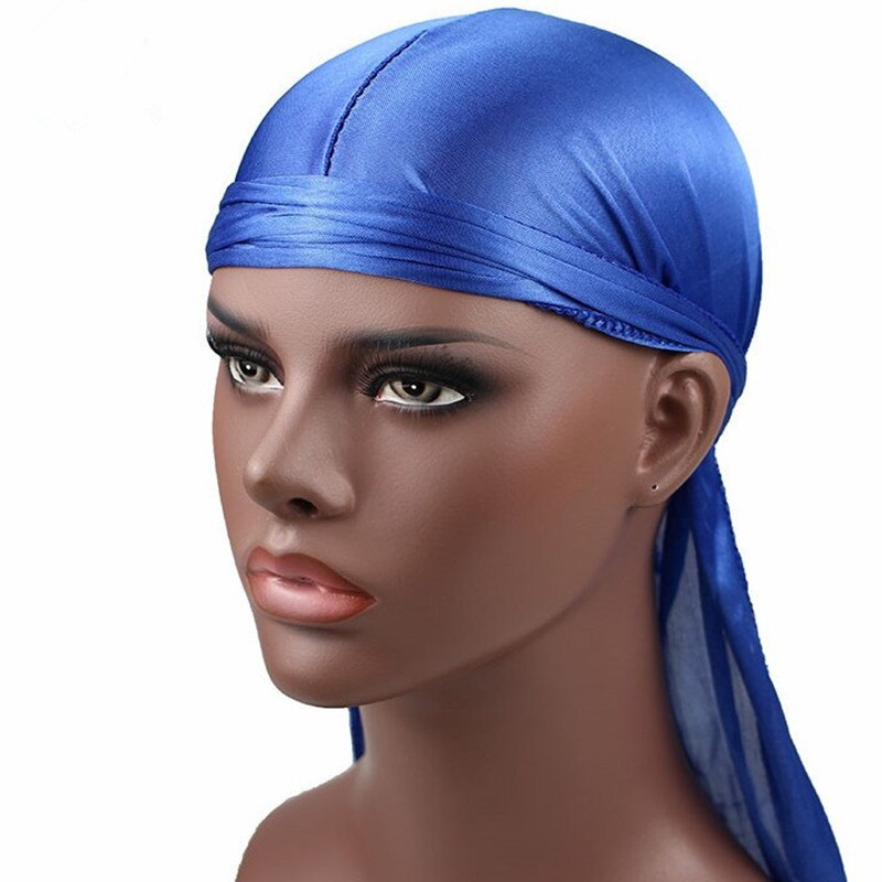 Enveloppe de tête en satin style hip hop, Durag pour homme, accessoire de type turban pour cheveux, couleur unie, aspect bandana