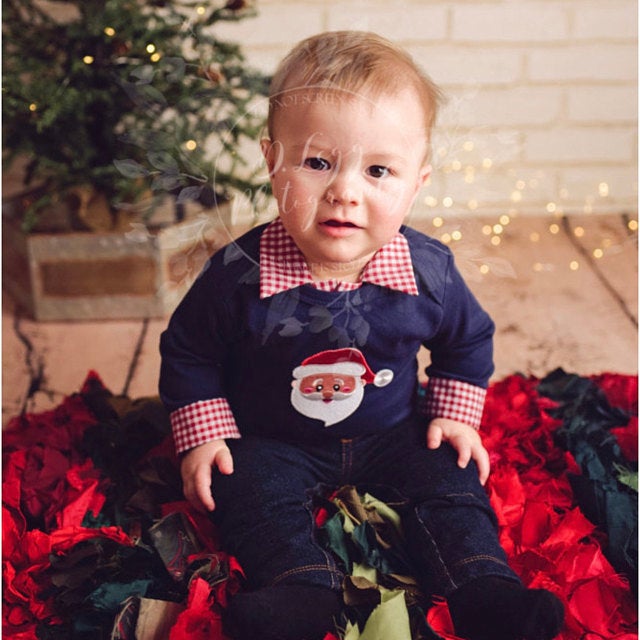 Weihnachten Weihnachten Baby Gentleman Gesamt Jungen Lässig Weihnachten Baum Santa Druck Revers Langarm Strampler