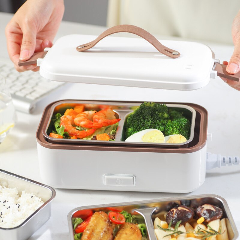 Electric lunch box Stainless steel liner portable split boiling heating insulation Mini student office food