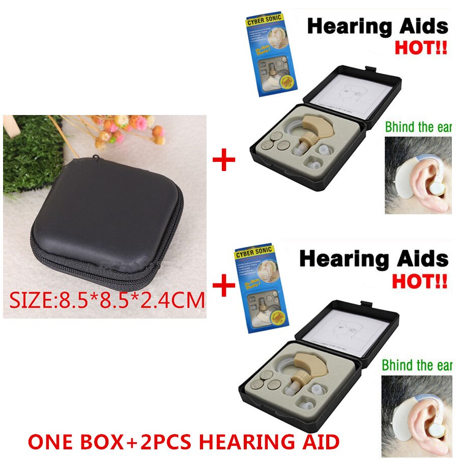 Hearing Aid Sound Voice Amplifier Adjustable Tone Mini Device for Elderly Deaf Hear Clear apparecchio acustico: ONE BOX and 2PCS