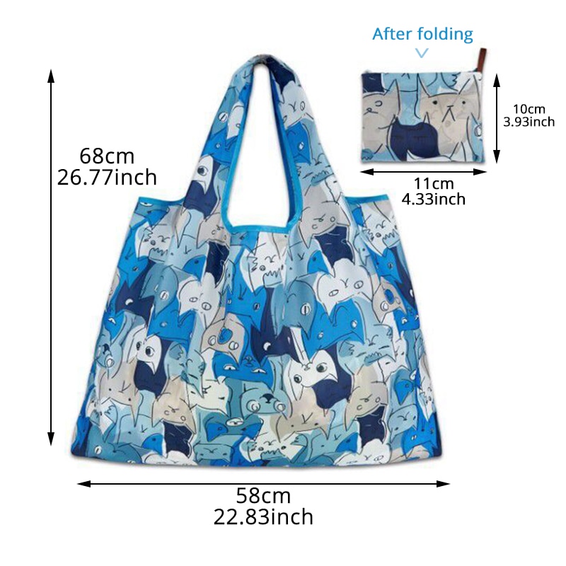 Reusable Foldable Shopping Bag Eco Floral Tote Handbag Convenient Storage Bags Large Capacity Portable Shoulder Bags