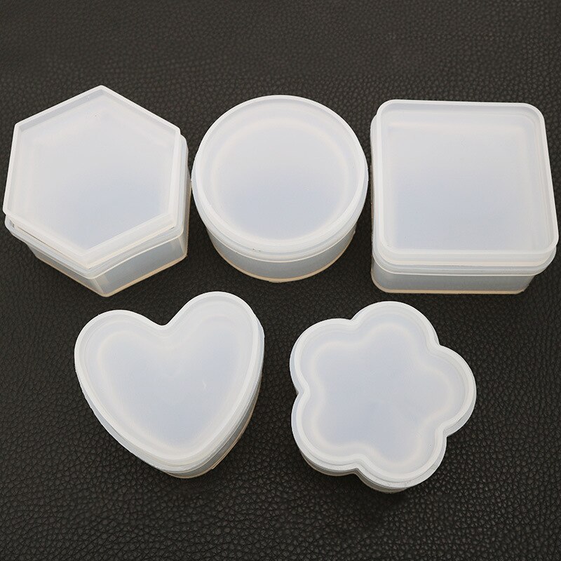 Box Resin Molds Jewelry Box Molds Square/Round/Hexagonal/Heart/Flower Shape DIY Storage Box Silicone Resin Molds AS99
