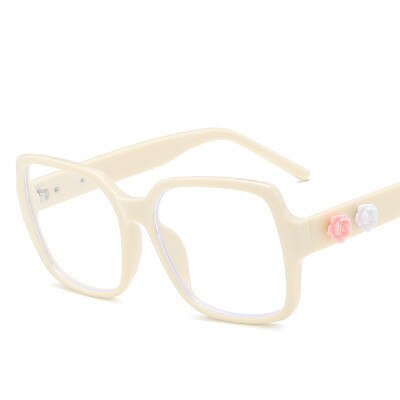 Blomsterbrille ramme kvinder retro firkantet personlighed damer fladt spejl anti-blå lys briller gennemsigtige beskyttelsesbriller: C6