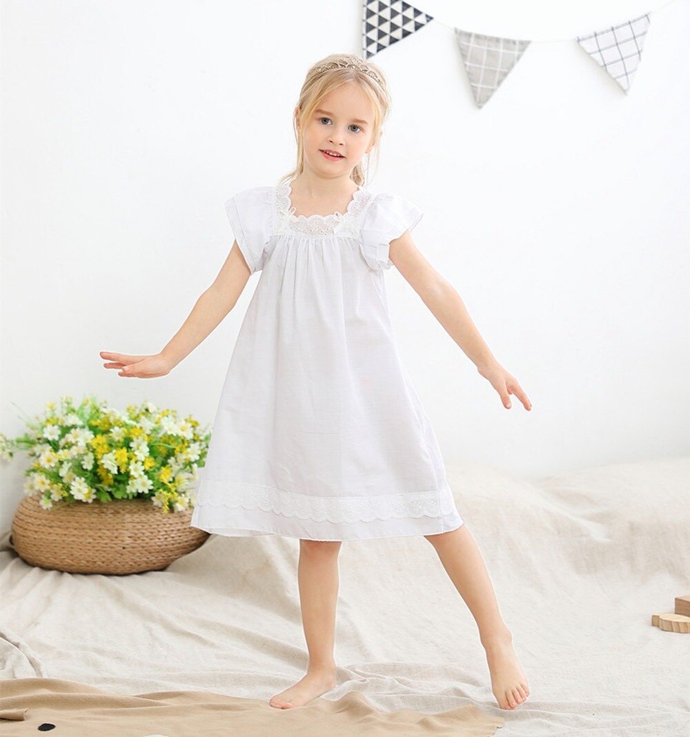 Camisón de manga corta para niñas, pijamas de estilo de corte, Tops bonitos de ocio, de princesa, de verano