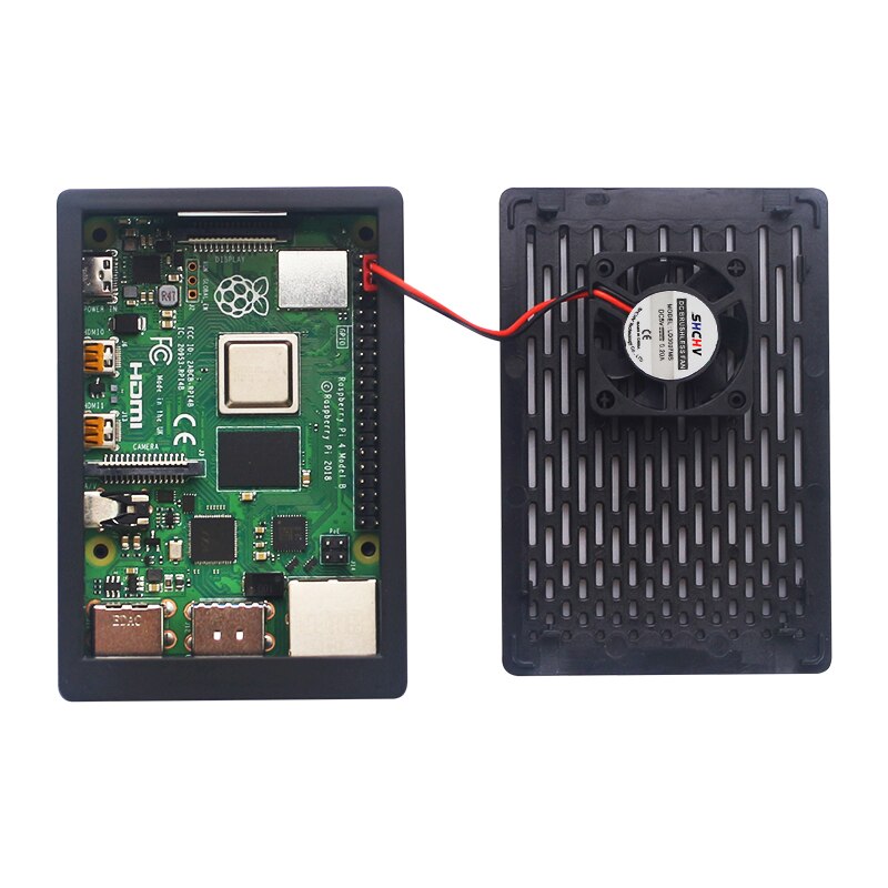 Raspberry Pi 4 Model B ABS Case with (Optional) 3.5 Inch Display Touch Screen/Cooling Fan/2 Color Shell for Raspberry Pi 4B: Case B with Fan