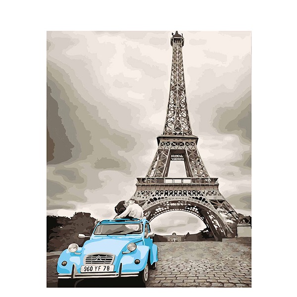 Bricolage Paris tour photo acrylique peinture par numéros sur toile encadrée mur photos Art pour salon décoration de la maison: PH9241 / 40X50CM  DIY Frame