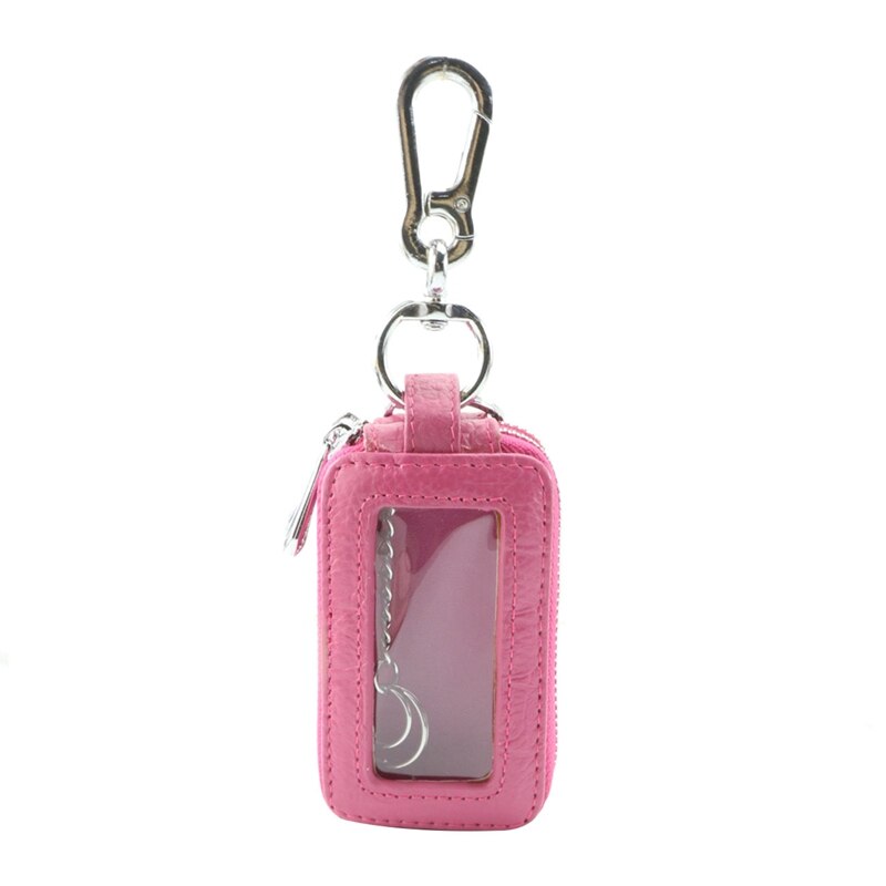 Voiture porte-clés portefeuille en cuir sac à fermeture éclair majordome porte-clés boîte Double fermeture éclair avec fenêtre: Red