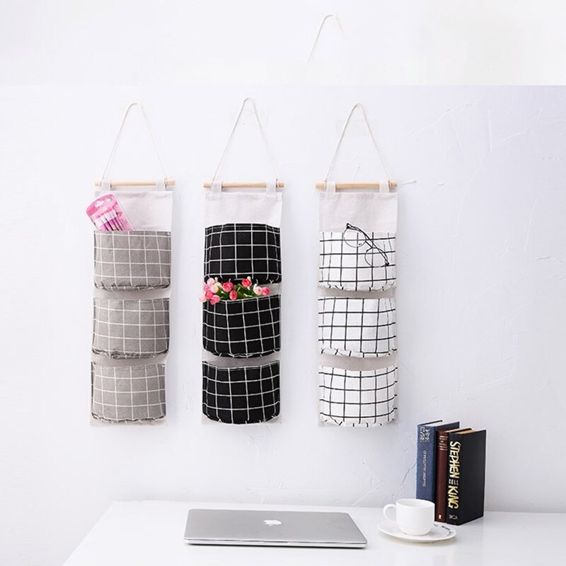 Simple Cotton and Linen Waterproof Hanging Storage Bag Multi - Layer Pockets Cloth Door Organizor Bedroom Accessories Household