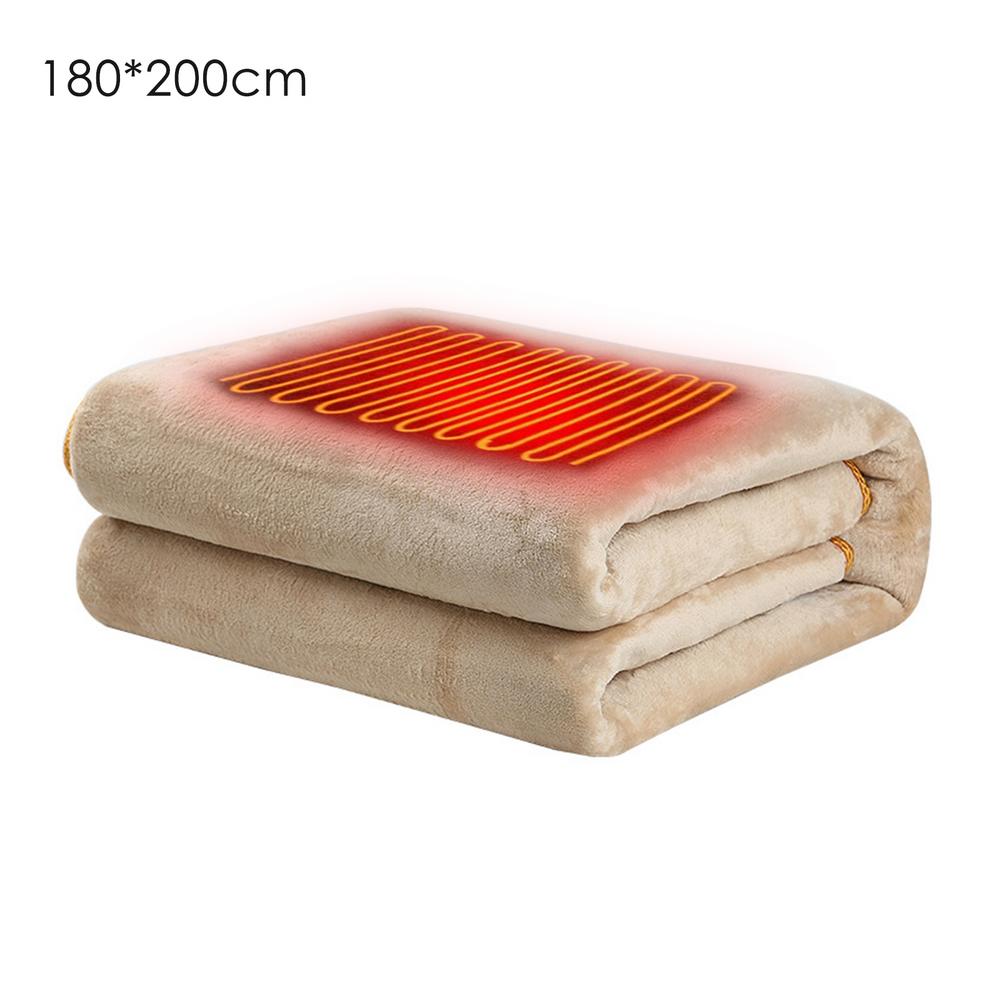 Electric Heated Blanket Double-layer Flannel Soft Thicker Winter Warm Washable Heating Blanket 110-220V US Plug: 180x200cm