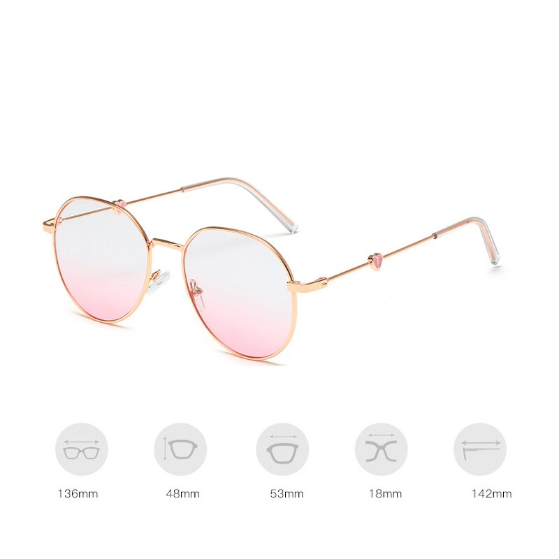 Elbru Cute Love Heart Glasses Frame Girls Women Gradient Pink Metal Optical Glasses Myopia Student Spectacle Frames for Female